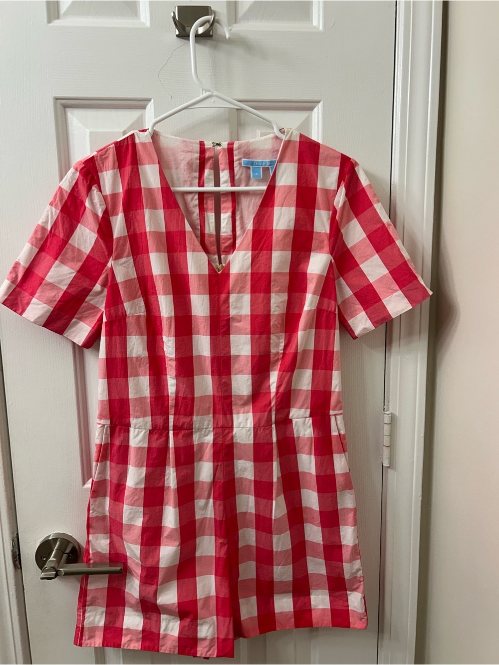 Draper James Red and White Gingham Romper